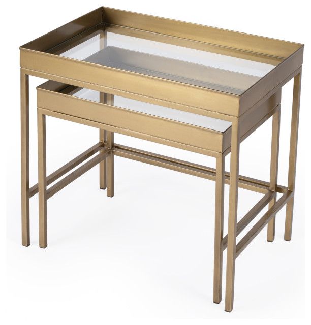 Butler Specialty Company, Lenny 2 Piece Glass Nesting Tables, Gold ... with regard to The evolution of nesting table design through Butler Specialty's Lenny line