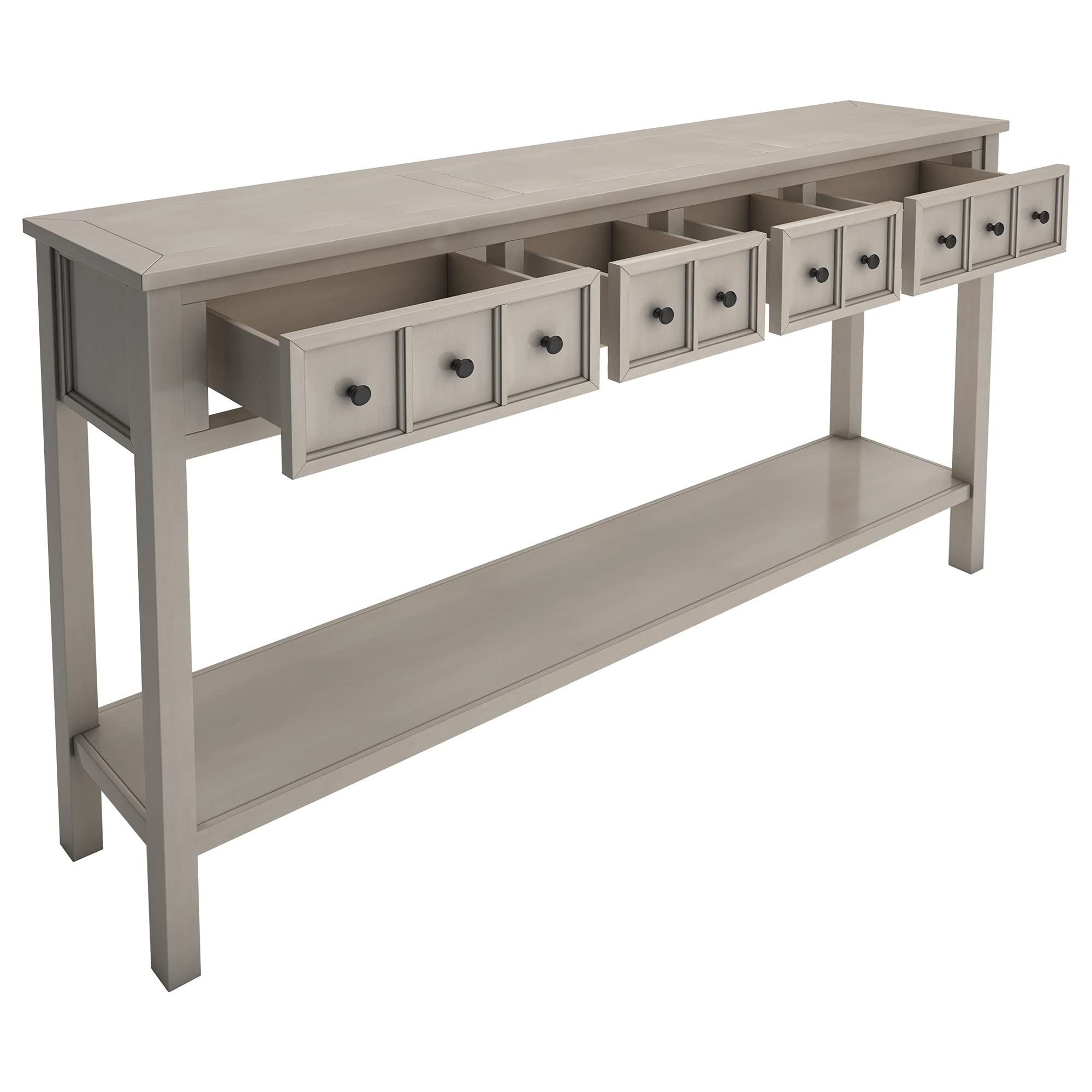 Buy Merax Long Narrow Console Table With Storage Drawers For Entryway ... with Elegant Narrow Console Table With 4 Drawers, Bottom Shelf & Distressed Finish, Gray Wash