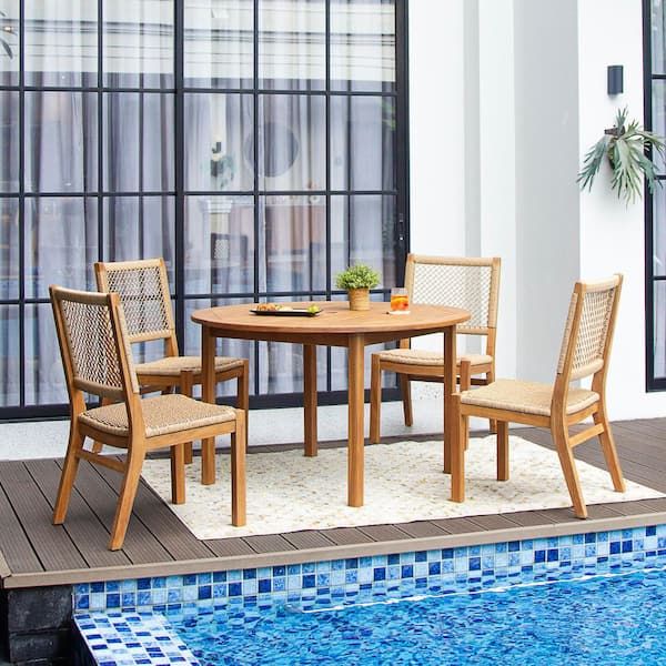 Cambridge Casual Cambridge Casual Charlotte 5-Piece Outdoor Teak Dining ... regarding Exploring the timeless appeal of round teak dining tables