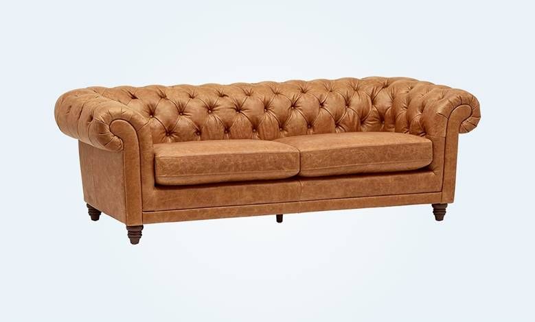 Camel Leather Chesterfield Sofa With Rolled Arms And Tufted Cushions ... regarding Environmental Benefits of Vegan Leather vs Traditional Materials in Furniture