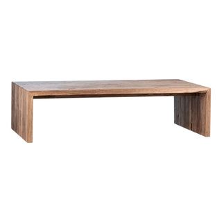 Camila 60" Rectangular Reclaimed Teak Waterfall Coffee Table - Rustic ... with Transform Your Space with the Natural Beauty of Teak Waterfall Nesting Tables
