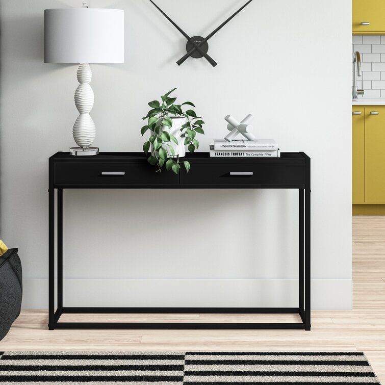 Canace 48'' Console Table | Black Console Table, Entryway Console Table ... intended for Tateus Retro Senior Console Table For Hallway Living Room Bedroom, Black
