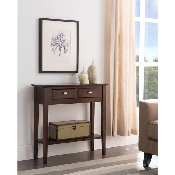 Cappuccino Finish Curved Console Sofa Entry Hall Table With Shelf ... intended for Cappuccino Entry Hall Console Table With Storage Shelf