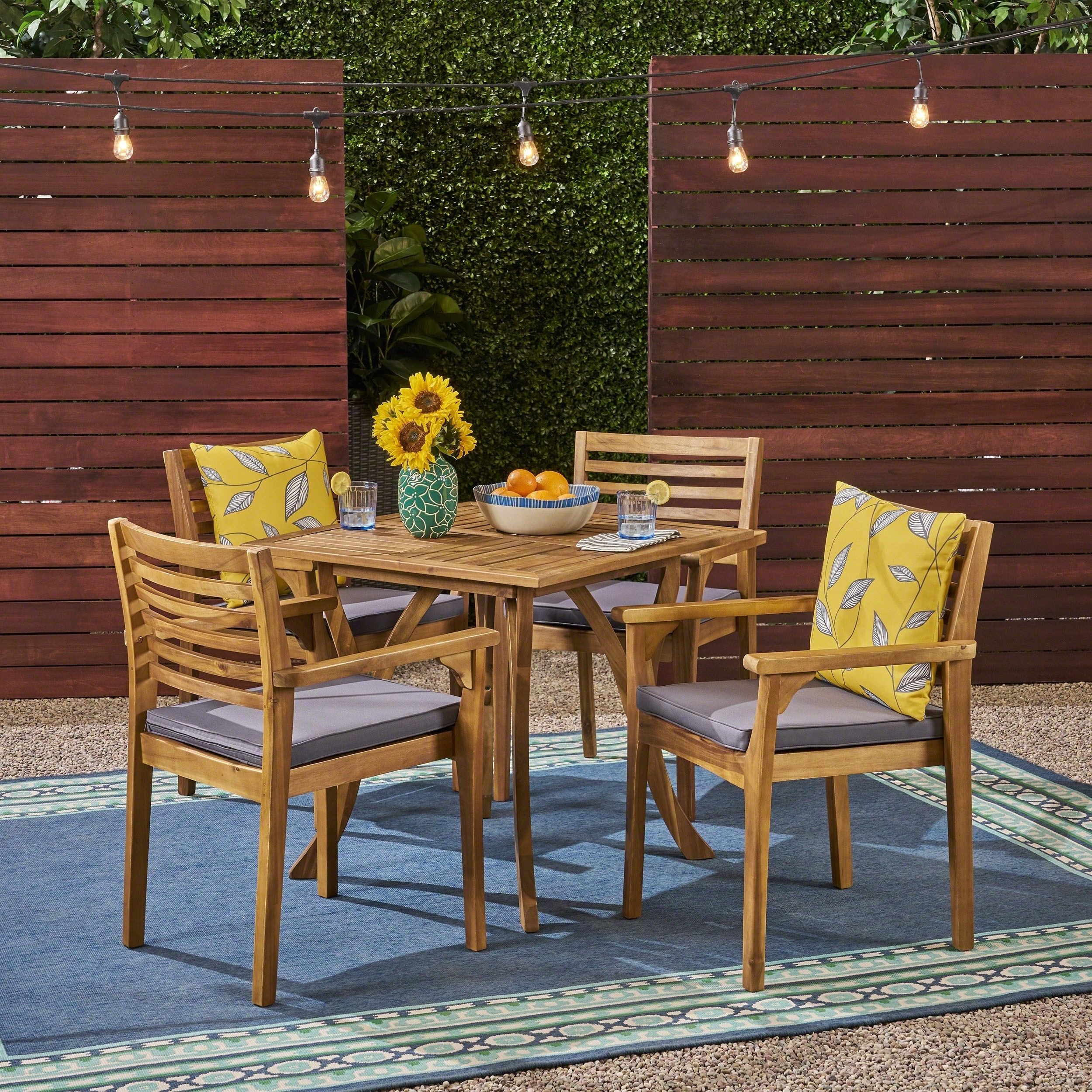 Casa Outdoor 4-Seater 47" Round Acacia Dining Set With Straight Legs By ... with Building lasting memories around the perfect outdoor dining setup