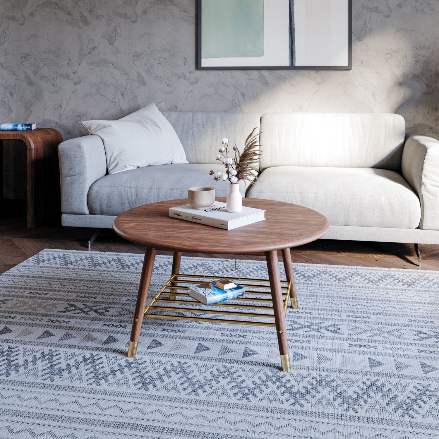 Casa Rise Round Coffee Table, Walnut with regard to Contemporary Nested Coffee Tables (2)