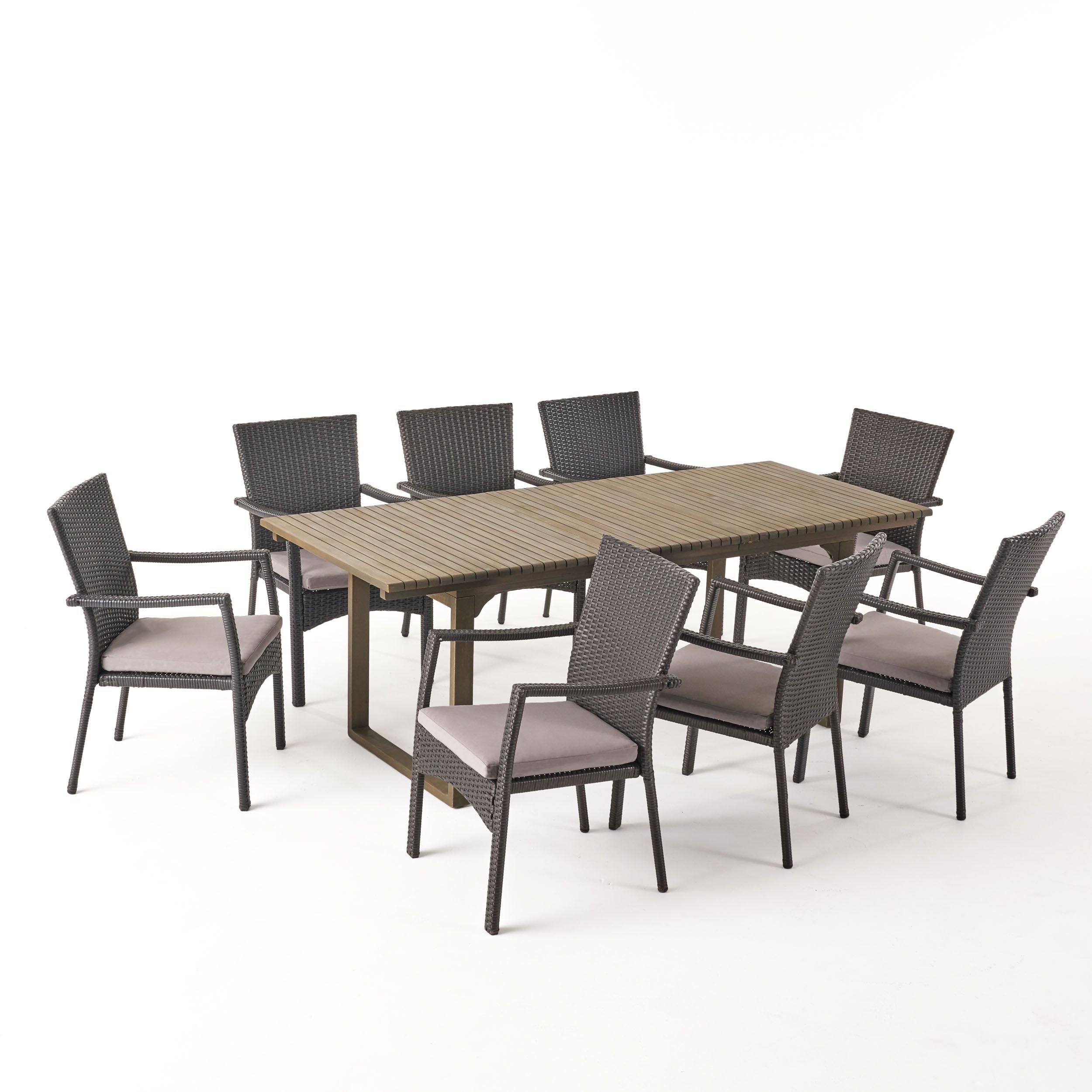 Cassie Outdoor 8 Seater Expandable Wood And Wicker Dining Set, Gray ... with Understanding the Durability and Care of Wood and Wicker Dining Sets