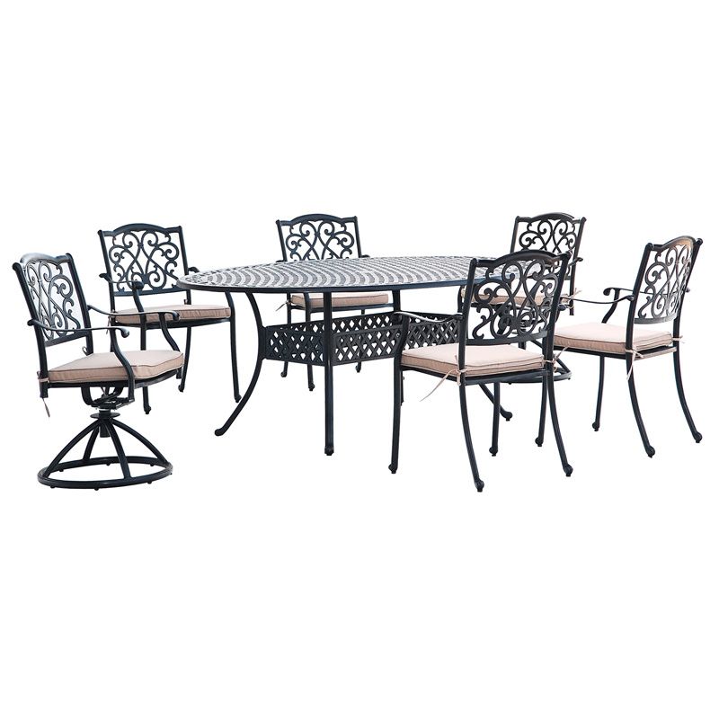 Cast Aluminum Patio Furniture Outdoor Garden Furniture Botella 6 Seater ... within Maximizing space efficiency with Hallandale's 6-person outdoor dining solutions
