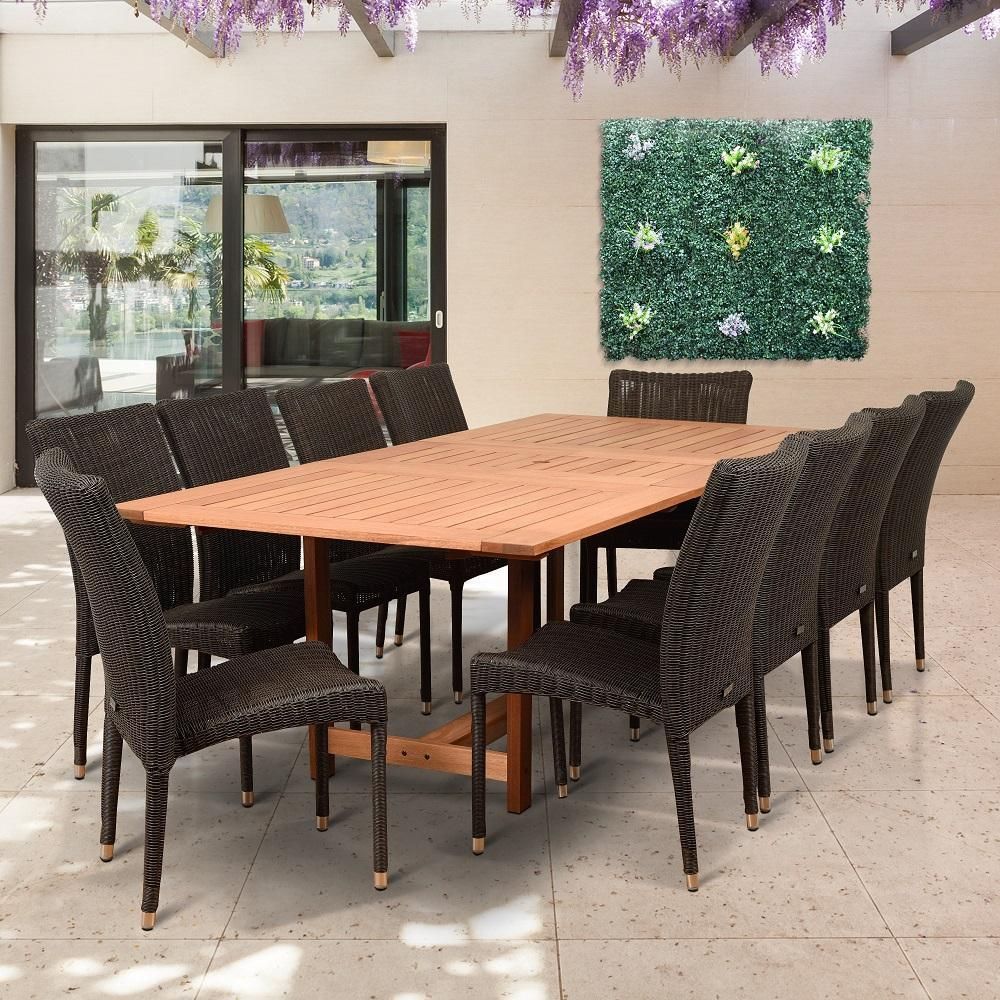 Catania 11 Piece Eucalyptus Wood Patio Dining Set | Outdoor Dining Set ... with regard to Unpacking the Durability of Eucalyptus in Your Catania Dining Set