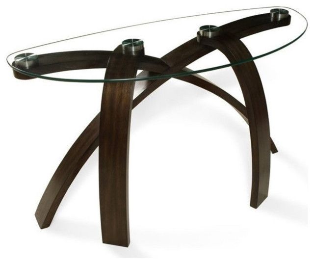 Catania Modern / Contemporary Demilune Sofa Table In Mahogany Finish ... inside Demilune Sofa Table