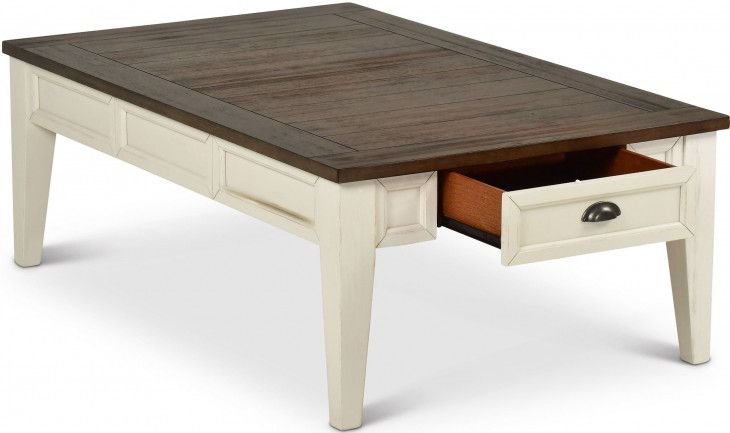 Cayla Dark Oak And White Cocktail Table From Steve Silver | Coleman ... with Cayla Sofa Table Dark Oak/White