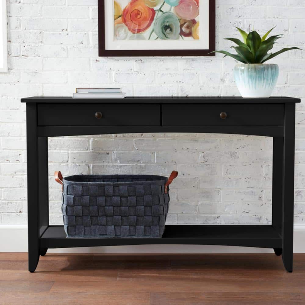 Cedar Springs Charcoal Black 2-Drawer Wood Console Table (47.5 In. W X ... with Rasmus Console Table - Black Charcoal