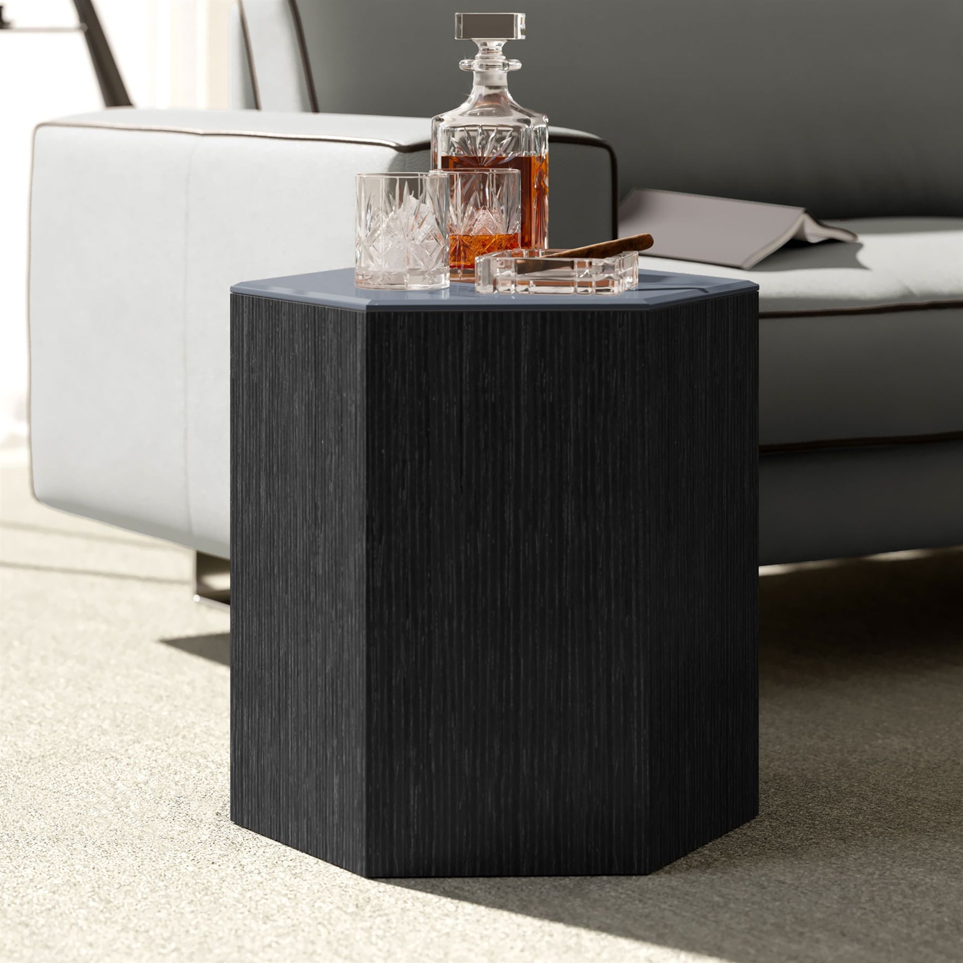 Centre Occasional Table throughout Centre 10In. Occasional Table, Glossy Dark Gull Gray