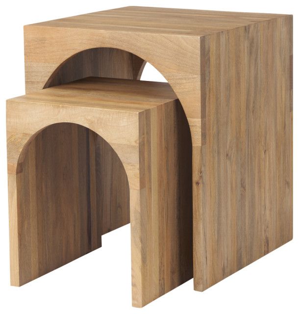 Chloe Light Brown Solid Wood Nesting Tables (Set Of 2) - Transitional - Coffee Table Sets - By ... throughout Understanding the Craftsmanship Behind Chloe's Solid Wood Nesting Tables