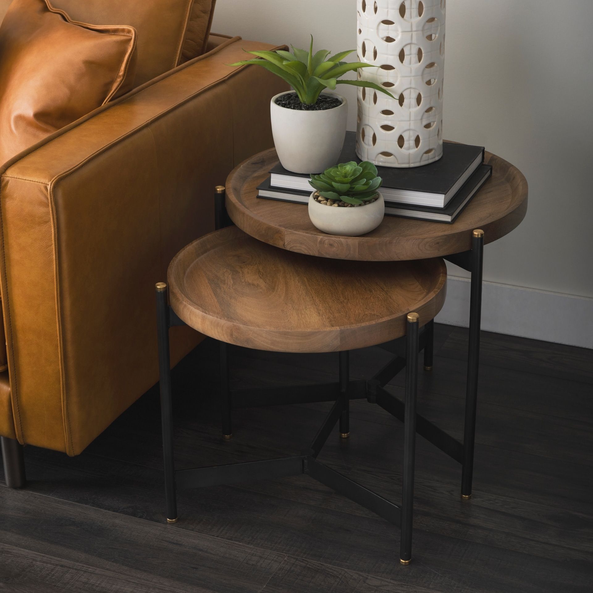 Chloe Light Brown Solid Wood Square Nesting Accent Tables (Set Of 2) - 20L X 20W X 24H - On Sale ... inside Chloe Light Brown Solid Wood Nesting Tables (Set Of 2)