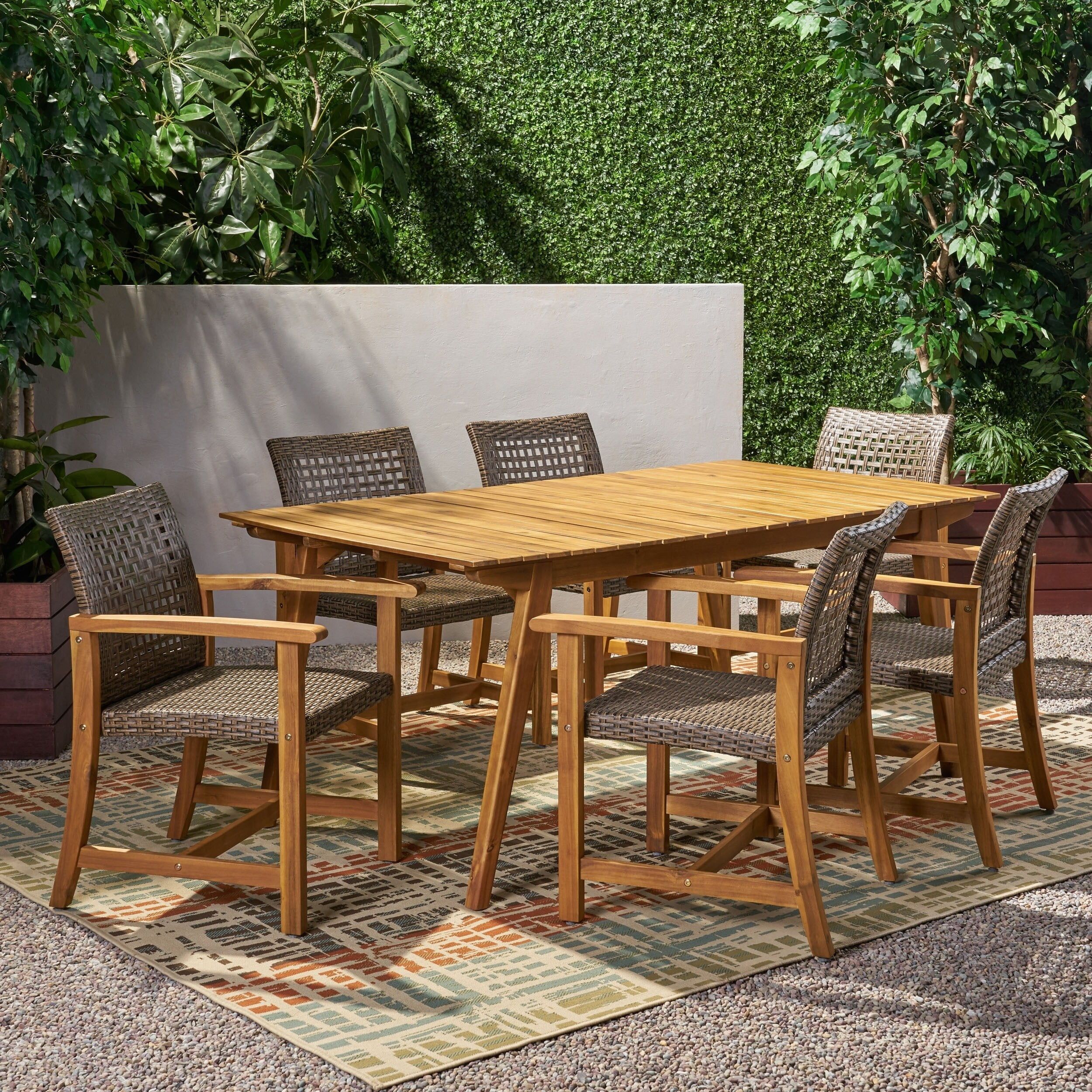 Christopher Knight Home Brookside Outdoor 6 Seater Acacia Wood Dining ... throughout Phoebe Outdoor 6 Seater Acacia Wood Dining Set, Gray Finish, Dark Gray