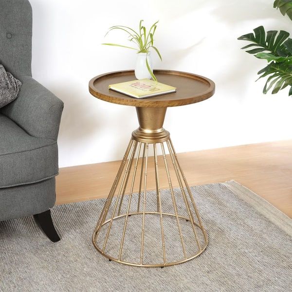 Christopher Knight Home Harrison Mid-Century 18 In. Round Solid Wood ... pertaining to Understanding the Legacy of Harrison Round Cocktail Table Antique Gold Designs