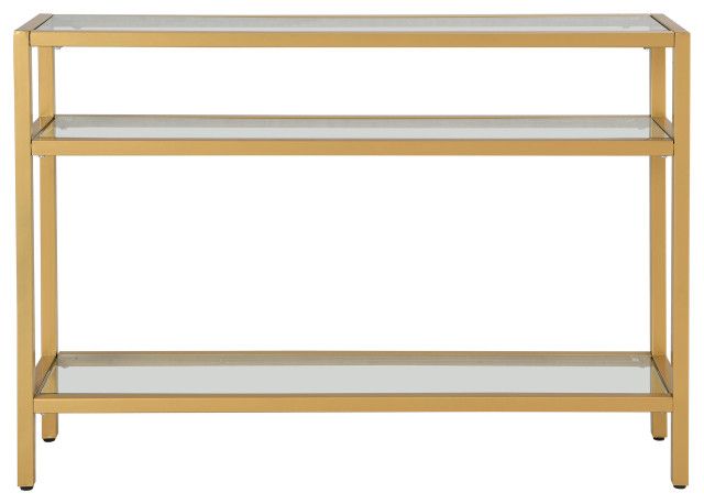 Chrysalis 3 Tier Glass Top Console, Gold - Contemporary - Console ... pertaining to Chrysalis 3 Tier Glass Top Console, Gold