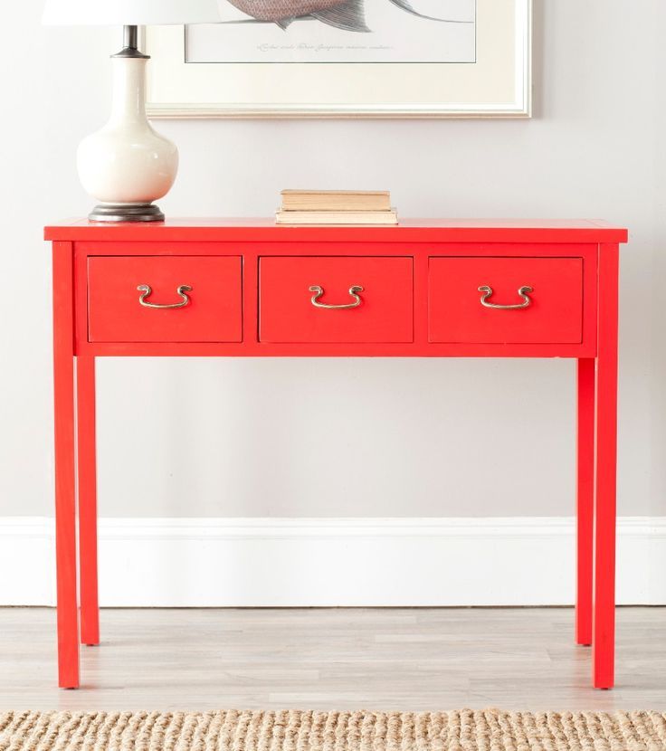 Cindy Console W/ Storage Drawers In Hot Red - Safavieh Amh6568F | Red Console Table, Home Decor ... in Expert Insights into Maximizing Space with the Cindy Console Amh6568F
