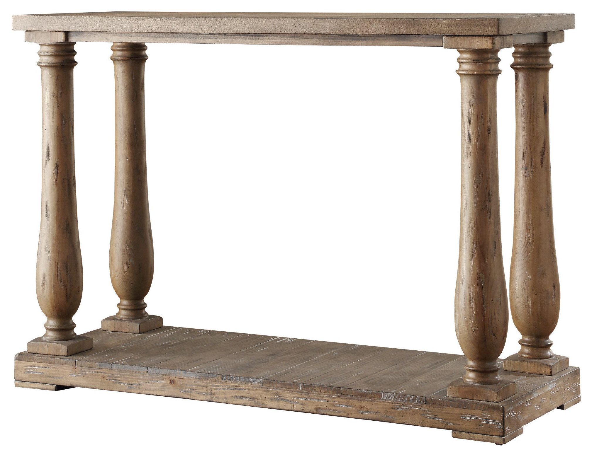 Classic Console Table, Baluster Column Support With Lower Open Shelf ... within The Art of Choosing the Right Pine Brown Console Table for Your Home