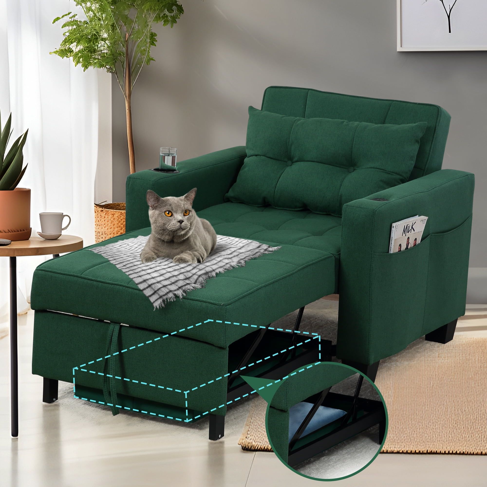Click Clack Sofa Bed With Storage Uk | Cabinets Matttroy regarding Comfort and Functionality in Compact Floral Chenille Designs