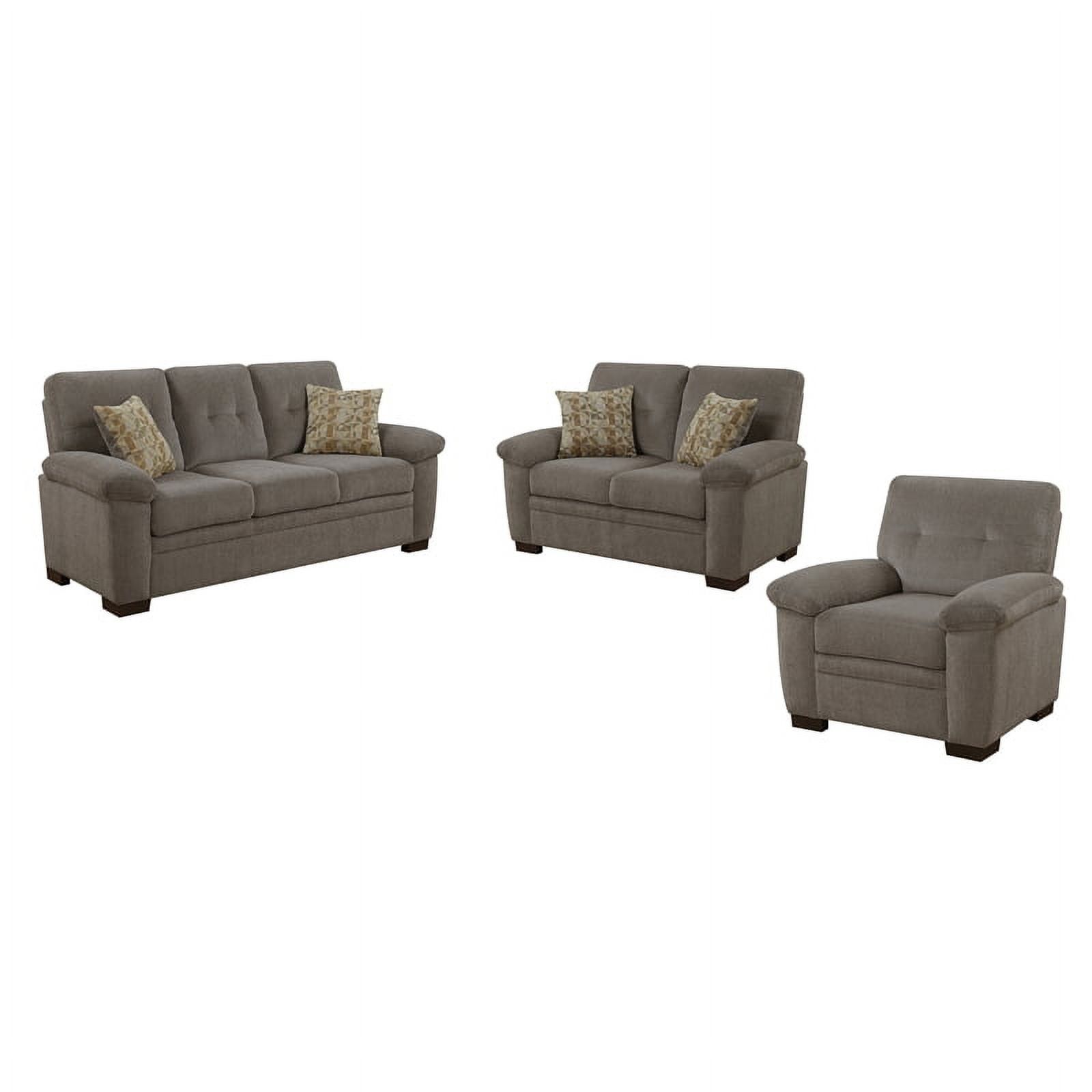 Coaster 3-Piece Transitional Upholstered Tufted Chenille Sofa Set In Beige - Walmart.com in Coaster Transitional Chenille Tufted Sleeper Sofa Bed In Beige