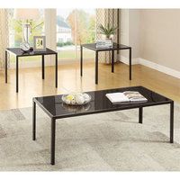 Coaster Brock 3-Piece Glass Top Occasional Table Set In Black ... throughout Roma 3-Piece Occasional Table Set
