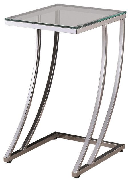 Coaster Contemporary Rectangular Glass Top End Table In Chrome ... inside Coaster Contemporary Square Glass Top End Table With Curves Base In Chrome