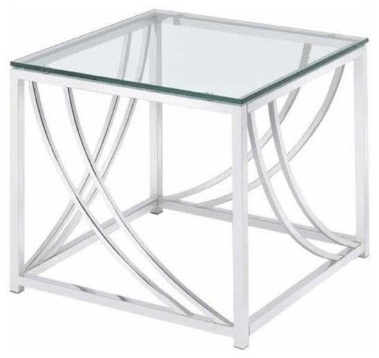 Coaster Contemporary Square Glass Top End Table With Curves Base In ... intended for Coaster Contemporary Square Glass Top End Table With Curves Base In Chrome