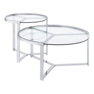 Coaster Delia 2-Piece Metal Round Glass Top Nesting Coffee Table Chrome ... pertaining to Coaster Delia 2-Piece Metal Round Glass Top Nesting Coffee Table Chrome