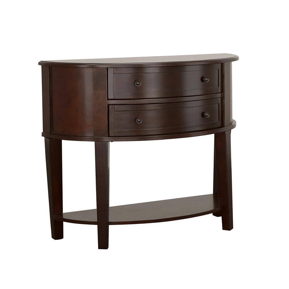 Coaster Diane 38 In. Cappuccino Half-Circle Shape Wood Console Table ... with regard to Coaster Contemporary Wood Console Table With Hand Carved Drawers In Natural