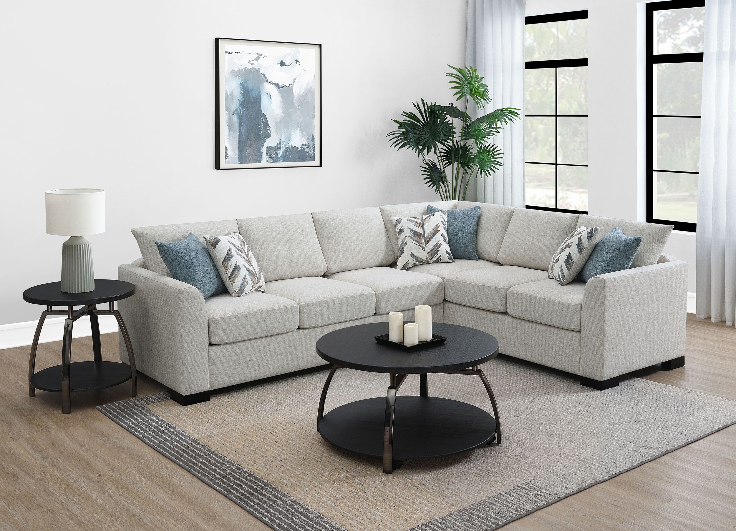 Coaster Furniture - Ashford Sleeper Sectional Sofa for Coaster Upholstered Contemporary Fabric Sleeper Sectional In Teal Blue