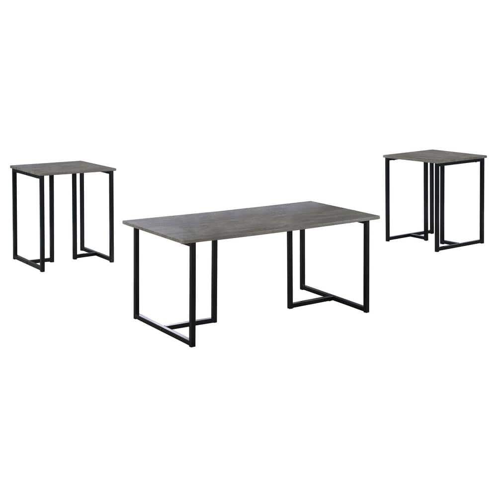 Coaster Nyla 42 In. W Weathered Gray And Black Rectangle Metal ... regarding Elevate Your Dining Space with a Chic 3-Piece Black and Gray Table Set