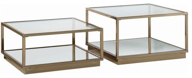 Coaster Renee 2-Piece Square Glass Top Occasional Set In Gold ... with Beyond the Box Understanding the Coaster Renee 2-Piece Set
