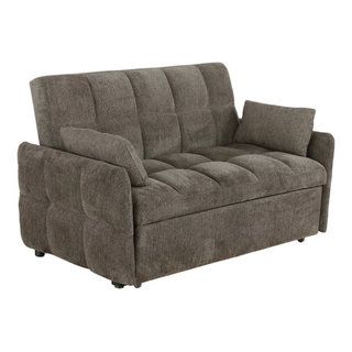 Coaster Transitional Chenille Tufted Sleeper Sofa Bed In Brown ... regarding Coaster Transitional Chenille Tufted Sleeper Sofa Bed In Beige