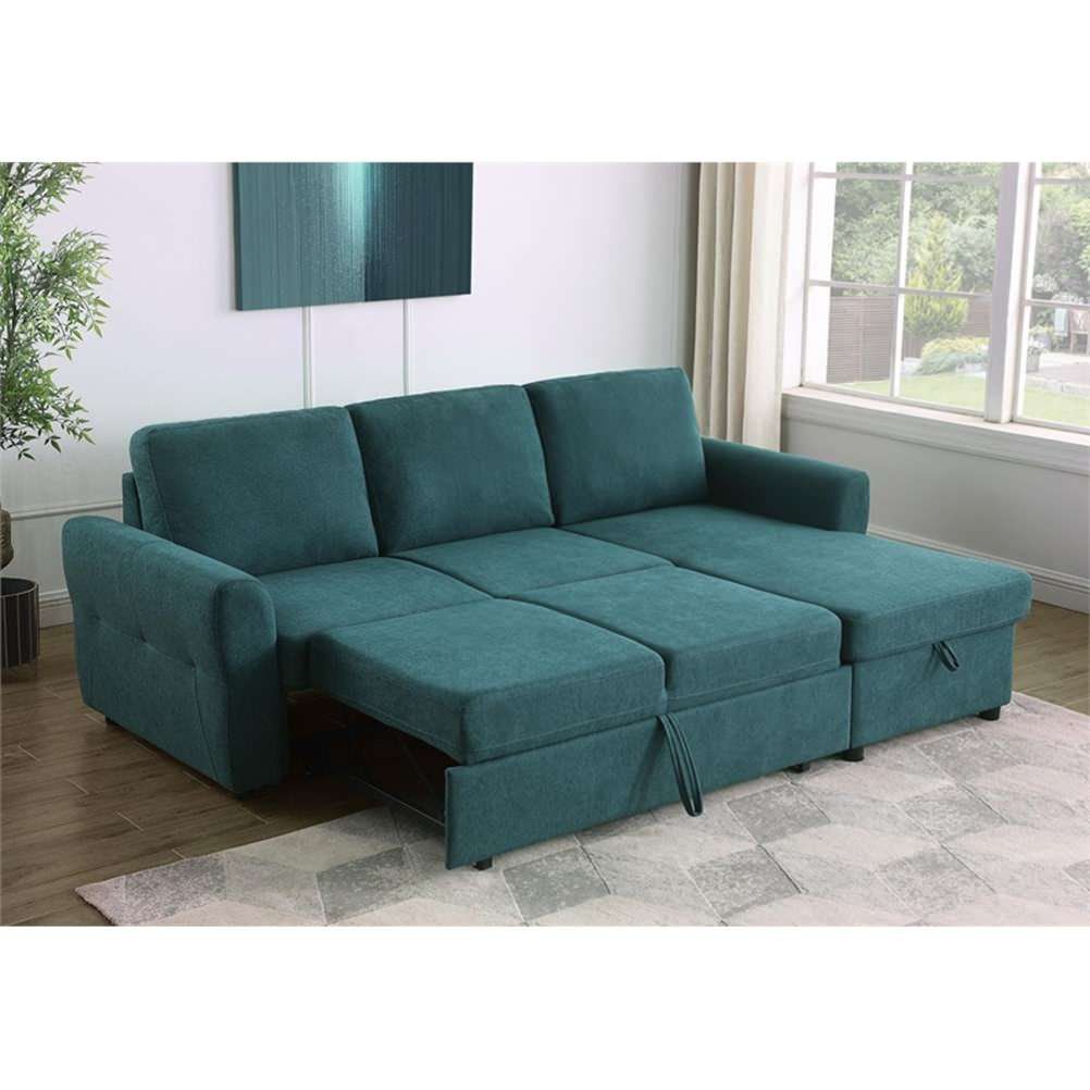 Coaster Upholstered Contemporary Fabric Sleeper Sectional In Teal Blue ... for Understanding the Appeal of Teal Blue Upholstery in Modern Living Spaces