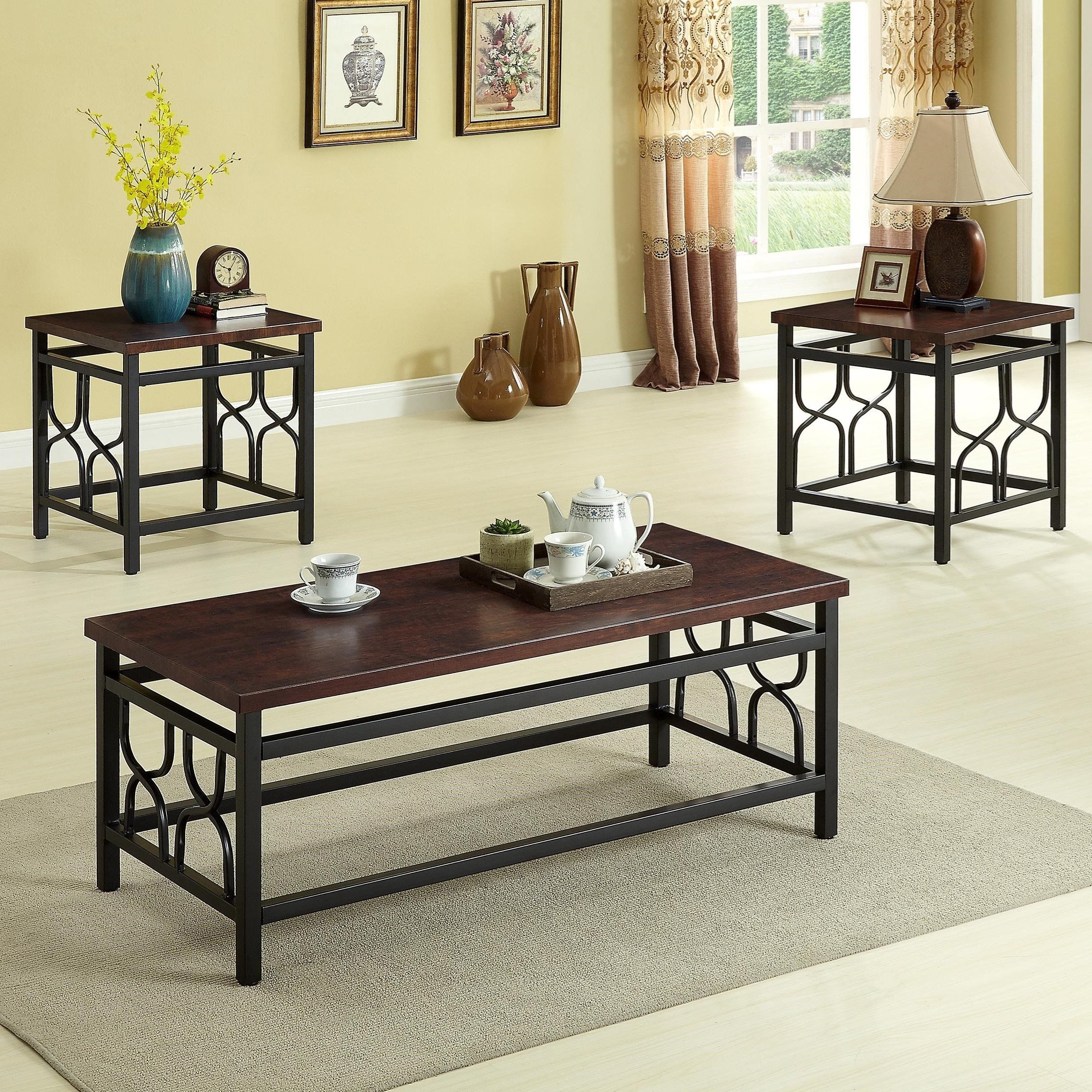Coffee Table And End Tables Set Canada At Barbara Newton Blog for Linon Anders 3 Pc Metal And Wood Occasional Table Set Plank Style Tops In Brown