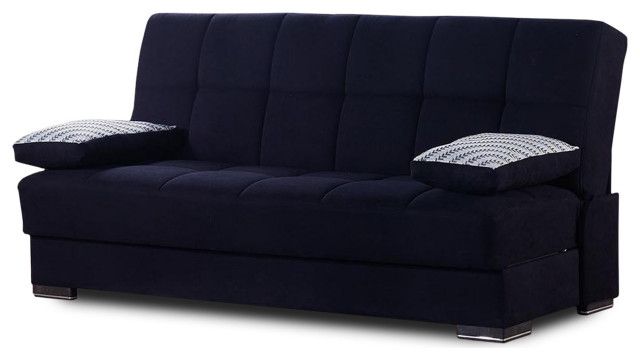 Comfortable Sleeper Sofa, Armless Design With Square Tufting ... pertaining to Armless Sleeper Sofa With Square Tufting And Built In Storage Space, Orange Chenille