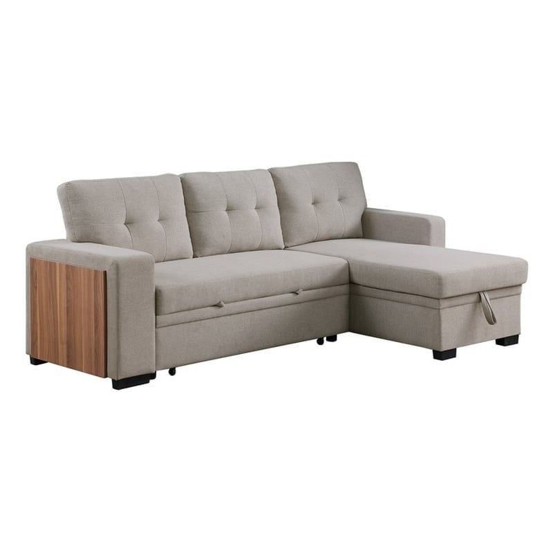 Comfy Reversible Fabric Sectional Sofa Bed With Side Compartment And ... for Maximizing Your Space Designing with a Reversible Sectional Sofa Bed