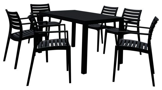 Compamia Artemis 7-Piece Outdoor Dining Set - Transitional - Outdoor ... for Artemis Resin Rectangle Dining Set With 6 Arm Chairs, Black