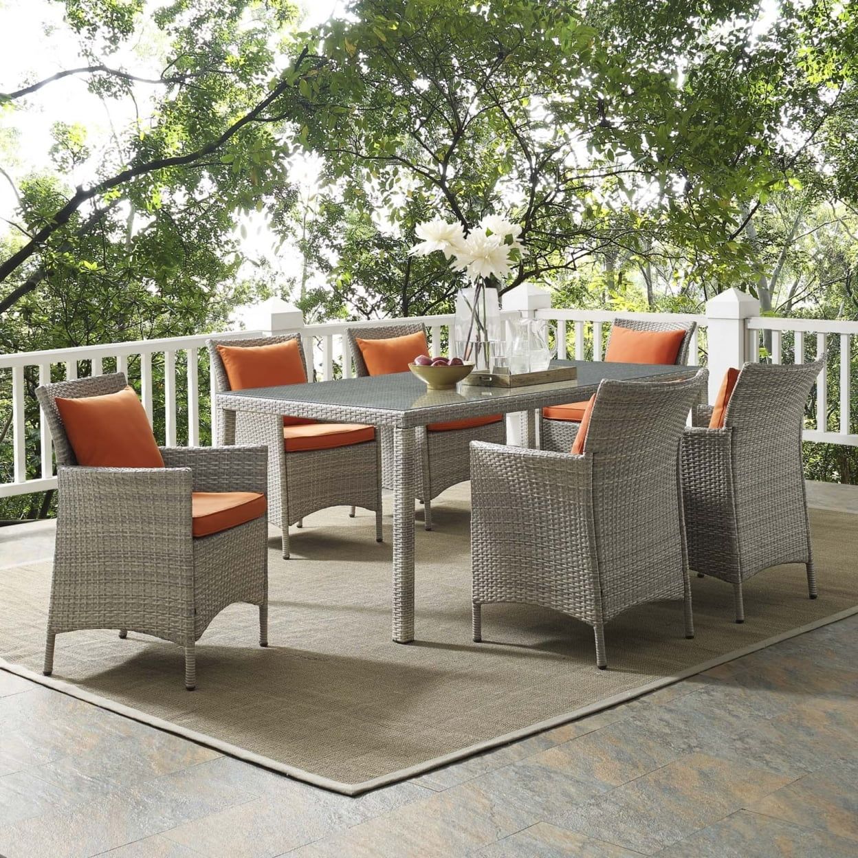 Conduit 7 Piece Outdoor Patio Wicker Rattan Dining Set-Eei-4015 ... regarding Designing Al Fresco Dining Experiences with the Gray White Wicker Set
