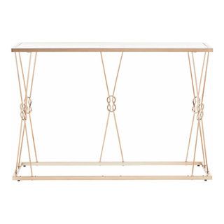 Contemporary Console Table, Reef Knot Accented Golden Frame With Clear ... regarding Contemporary Console Table, Reef Knot Accented Golden Frame With Clear Glass Top