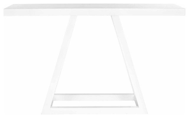Contemporary Console Table, Triangular Base & Large Top, Lacquered ... pertaining to Contemporary Console Table, Triangular Base & Large Top, Lacquered White Finish