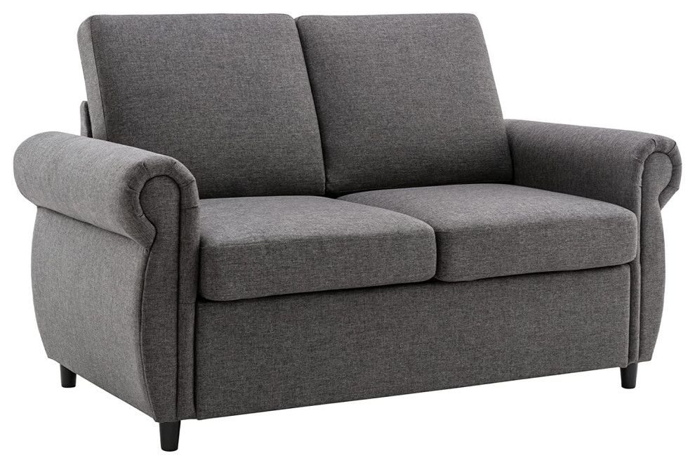 Contemporary Sleeper Sofa, Linen Upholstered Seat With Scrolled Arms ... intended for Beyond The Sofa Understanding The Charm Of Linen Scrolled Arms