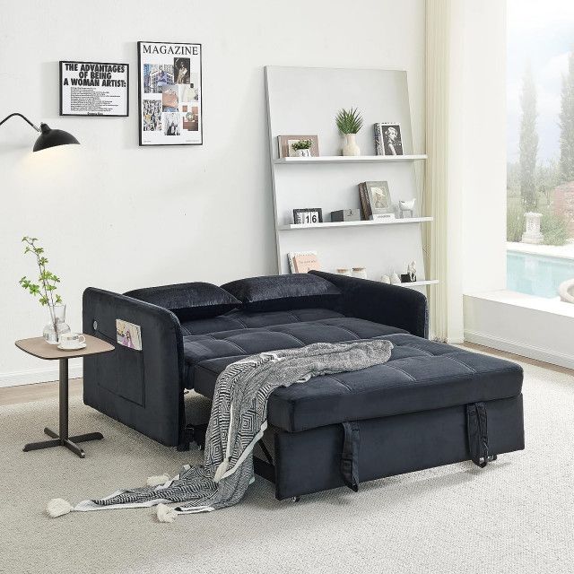 Convertible Sleeper Sofa, Square Tufted Seat With Side Usb Charging ... pertaining to Choosing the Right Sleeper Sofa For Urban Living