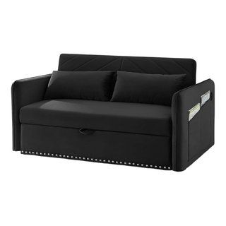 Convertible Sofa Bed With Padded Upholstery, Pillows & Charging Ports - Transitional - Sleeper ... with Beyond the Basics What Makes This Black Convertible Sofa Bed Stand Out