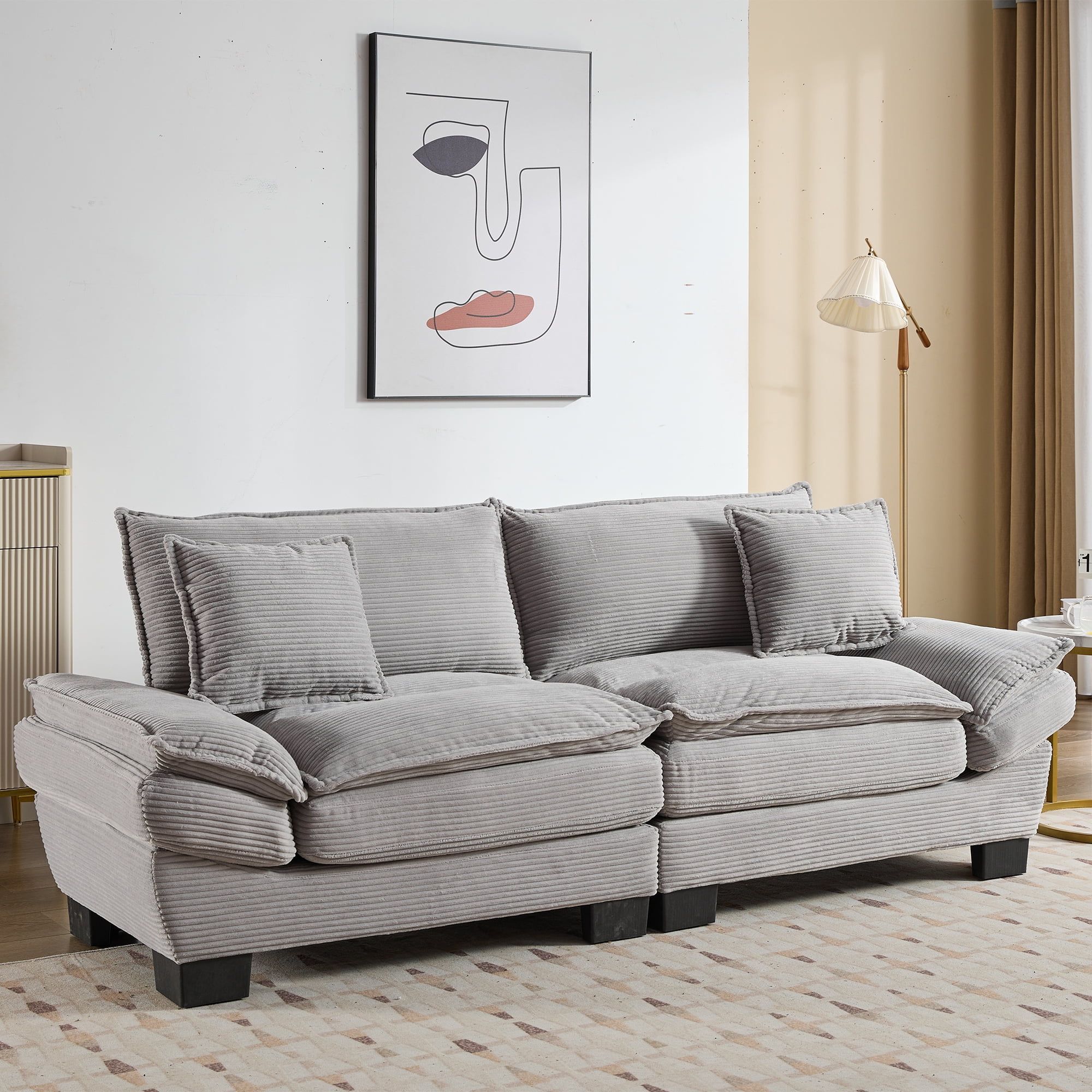 Corduroy Sofa Sleeper Couch Loveseat Sofa With Pillows Comfy ... in Gewnee Corduroy Sofa Sleeper Couch Loveseat Sofa With Pillows, Green