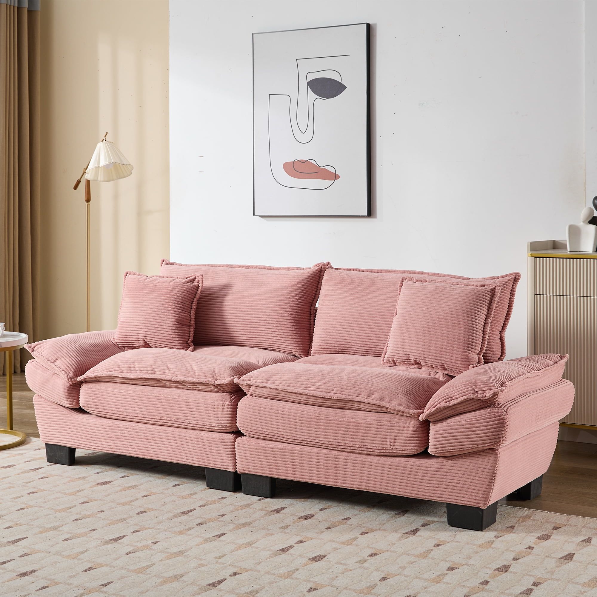 Corduroy Sofa Sleeper Couch Loveseat Sofa With Pillows Comfy Upholstered Deep Seat Sofa For ... intended for Expert Insights on Choosing the Perfect Orange Corduroy Loveseat Sleeper