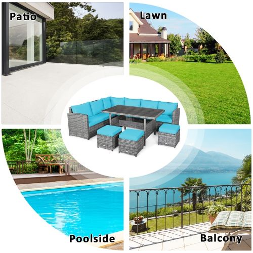 Costway 7 Pcs Patio Rattan Dining Set Sectional Sofa Couch Ottoman ... intended for Costway 7 Pcs Patio Rattan Dining Set Sectional Sofa Couch Ottoman Garden Red