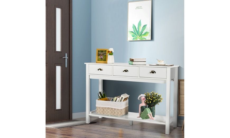 Costway Console Table With 3 Drawers Bottom Shelf Sofa Side Table ... regarding Costway Console Table W/3 Drawers Bottom Shelf Sofa Side Table Entryway White