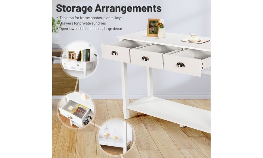 Costway Console Table With 3 Drawers Bottom Shelf Sofa Side Table ... within Costway Console Table W/3 Drawers Bottom Shelf Sofa Side Table Entryway White